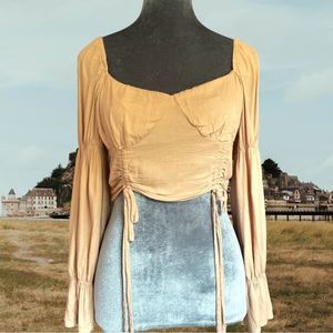 HYFVE sexy soft crop peasant top long puffy sleeves with elastic bands